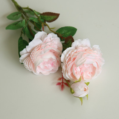 61cm garš Eiropas mākslīgais zieds 3 galvas mājas zīda peonija kāzu zieds ārzemju roze dekoratīvs ziedu puķu dekors 1 gab.
