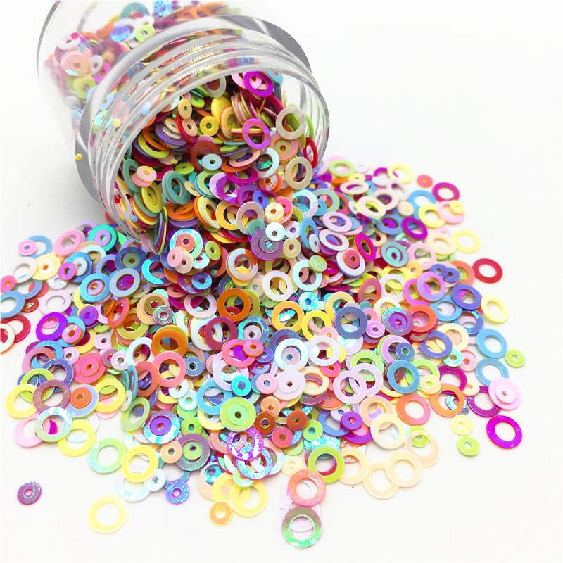 Divkārši vizuļi, 5 mm, apļveida gredzens, 3 mm, apaļš, punkta forma, vaļīgi vizuļi nagu mākslas sievietēm, nagu dekorēšana, šūšana bērniem, DIY piederumi 10g