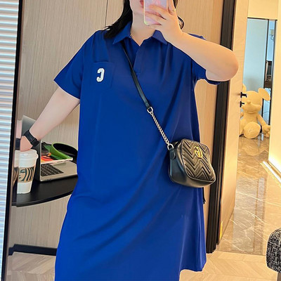 Pavasaris Vasara Jauns Liela izmēra sieviešu apģērbs Ikdienas ielas apģērbs Polo kakla viengabalains, brīvs izšuvums ar burtu īsām piedurknēm
