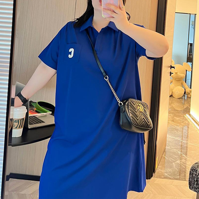 Pavasaris Vasara Jauns Liela izmēra sieviešu apģērbs Ikdienas ielas apģērbs Polo kakla viengabalains, brīvs izšuvums ar burtu īsām piedurknēm