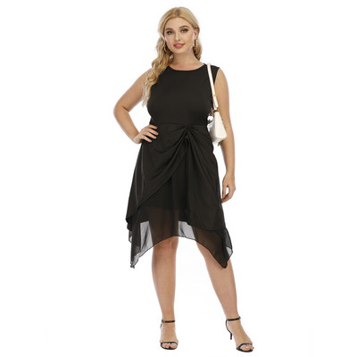 2021. gada jauns sieviešu lielizmēra kleita līdz ceļgalam, melna, cieta, liela, liela, liela izmēra V veida kakla izgriezums, apģērbs, ikdienas apģērbs sieviešu kostīmiem