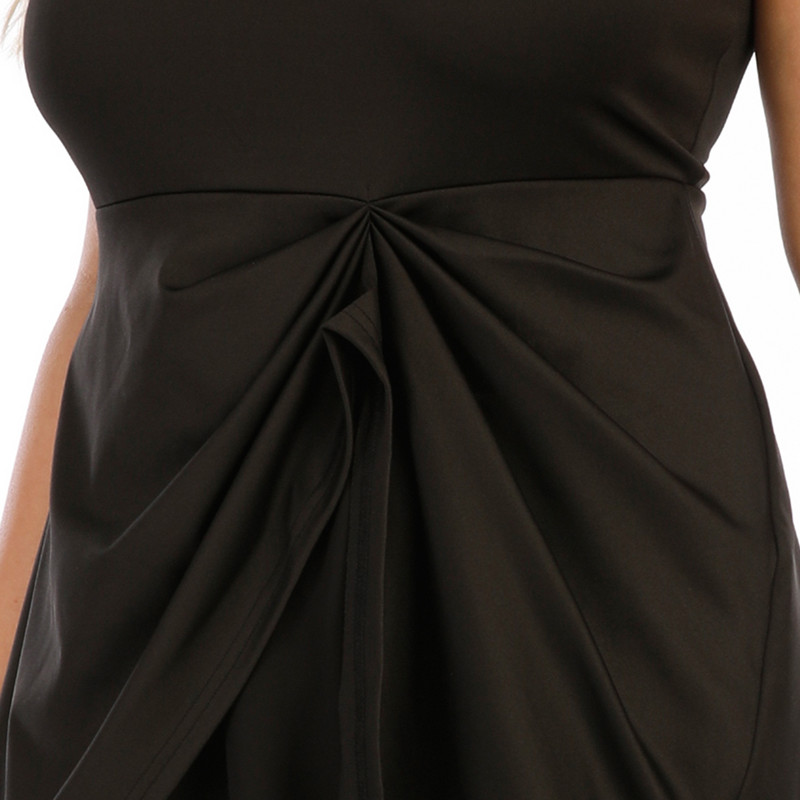 2021. gada jauns sieviešu lielizmēra kleita līdz ceļgalam, melna, cieta, liela, liela, liela izmēra V veida kakla izgriezums, apģērbs, ikdienas apģērbs sieviešu kostīmiem