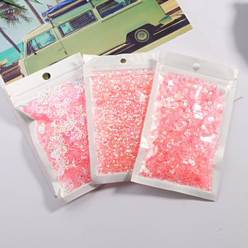 10g/Συσκευασία Διάφορου Σχήματος Διάφανες Παγιέτες Νυχιών σε Ροζ Χρώμα για Διακοσμήσεις Νυχιών Art Nail Art Παγιέτες κομφετί