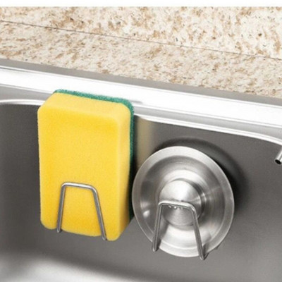 Kitchen Sponges Holder Self Adhesive Sink Sponges Drain Drying Rack Stainless Steel Kitchen Sink Accessories Organizer Shelf