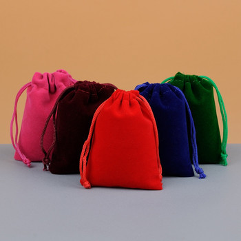 50 бр./партида Кадифено пликче с шнурове 5x7/7x9/9x12/10x15 см торбички Малък размер Подарък за бижута Опаковъчни чанти могат да се персонализират