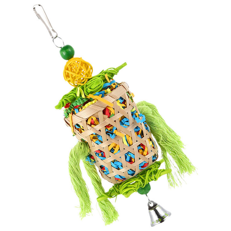 Putnu barības meklēšanas smalcinātājs Rotaļlietu aksesuāri Koka rotaļlieta Papagaiļa zobu griešana Putnu košana Mazi Papagaiļi Košļājamais būris Piekārts Dabiski