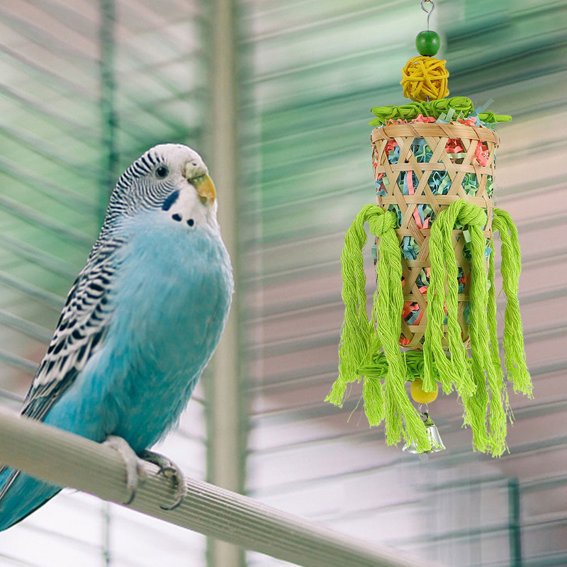 Putnu barības meklēšanas smalcinātājs Rotaļlietu aksesuāri Koka rotaļlieta Papagaiļa zobu griešana Putnu košana Mazi Papagaiļi Košļājamais būris Piekārts Dabiski