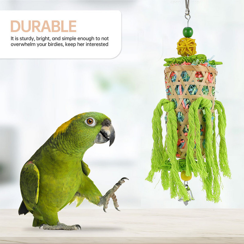 Putnu barības meklēšanas smalcinātājs Rotaļlietu aksesuāri Koka rotaļlieta Papagaiļa zobu griešana Putnu košana Mazi Papagaiļi Košļājamais būris Piekārts Dabiski