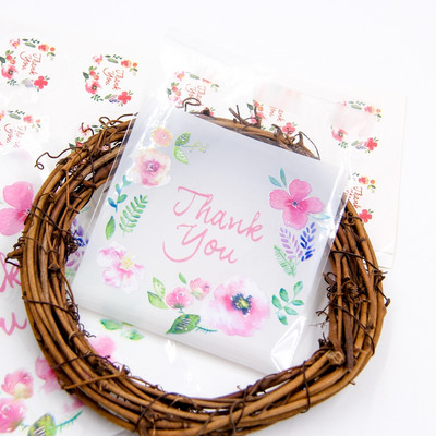 100 GAB ķiršu ziedu konfekšu un cepumu plastmasas maisiņi, pašlīmējošie cepumiem, kas izgatavoti uzkodu cepšanai, iepakojums, dekors bērniem, dāvanu piederumi