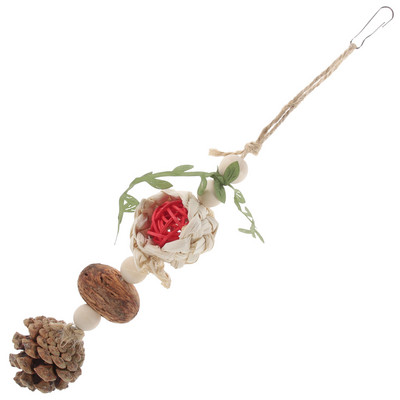 Putnu rotaļlietas Papagaiļa koduma rotaļlieta Radoša mājdzīvnieku putnu košļājamā priedes čiekuru rotaļlieta Putnu būris Karājās košļājamā rotaļlieta