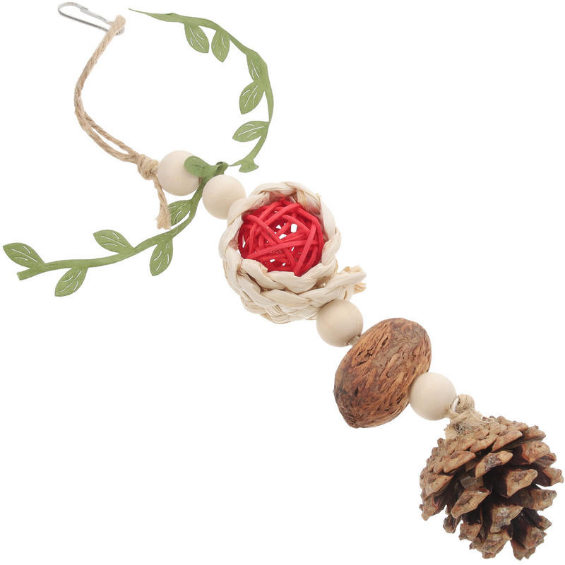 Putnu rotaļlietas Papagaiļa koduma rotaļlieta Radoša mājdzīvnieku putnu košļājamā priedes čiekuru rotaļlieta Putnu būris Karājās košļājamā rotaļlieta