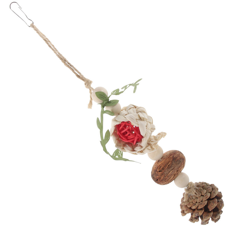 Putnu rotaļlietas Papagaiļa koduma rotaļlieta Radoša mājdzīvnieku putnu košļājamā priedes čiekuru rotaļlieta Putnu būris Karājās košļājamā rotaļlieta