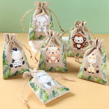 Джунгла Сафари Животни Кутии за бонбони Декорация за парти за рожден ден Кутия за опаковане на детски подаръци Wild One Thank You Baby Shower Подаръци Кутия Чанта