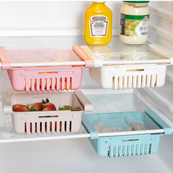 Хладилник Органайзер Кутия Прибиращ се Многофункционален Хладилен рафт на нива Свеж разделител Слоев рафт Кухненски органайзер за съхранение