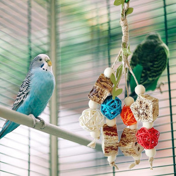 Птица Цветни играчки за дъвчене Завеси Цветни играчки за клетка за домашни любимци Удобен костур Играчки за папагал За въже Бънджи Играчка за птици