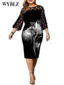 Γυναικεία Φορέματα Μεγάλου Μεγέθους 4xl 5xl Ψηφιακή Δαντέλα Φόρεμα Κομψό Casual Fashion Party Midi Γυναικείο βραδινό φόρεμα