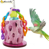 Papagaiļa putnu rotaļlieta molāra akmens koka sakne kalcijs piens molārs papagailis košļājamā rotaļlieta aukla slīpēšanas akmens košļājamās rotaļlietas šinšillas