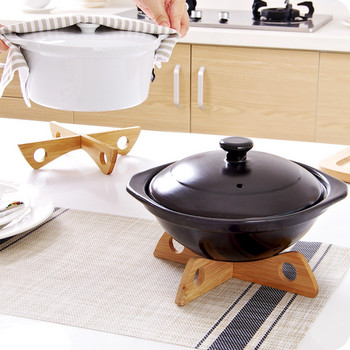 Нов продукт Поставка за тави Разглобяема дървена подложка за маса Кухненска тенджера Топлоизолирана охлаждаща чиния Поставки за тенджери Поставка за джаджи Кухненски предмети