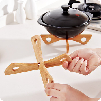 Нов продукт Поставка за тави Разглобяема дървена подложка за маса Кухненска тенджера Топлоизолирана охлаждаща чиния Поставки за тенджери Поставка за джаджи Кухненски предмети