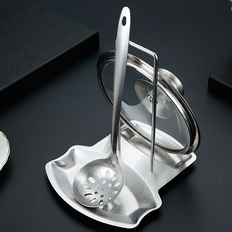 Nerūsējošā tērauda katla vāks statīvs plaukts virtuves organizators irbulīša karotes lāpstiņa plaukta pannas vāka turētāja statīvs gatavošanas rīki