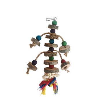 Играчка за дъвчене на папагал Играчка за птици Цветни дървени мъниста Въжета Естествени блокове Разкъсващи играчки за малки средни птици Мини Ара