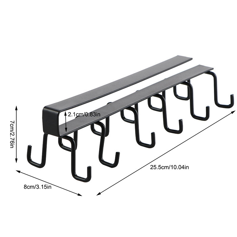 Dzelzs 6 āķi Glabāšanas plaukts Garderobes skapis Metāls zem plauktiem Krūze Krūzes pakaramais Vannas istaba Virtuves Organizators Piekarināms plaukta turētājs