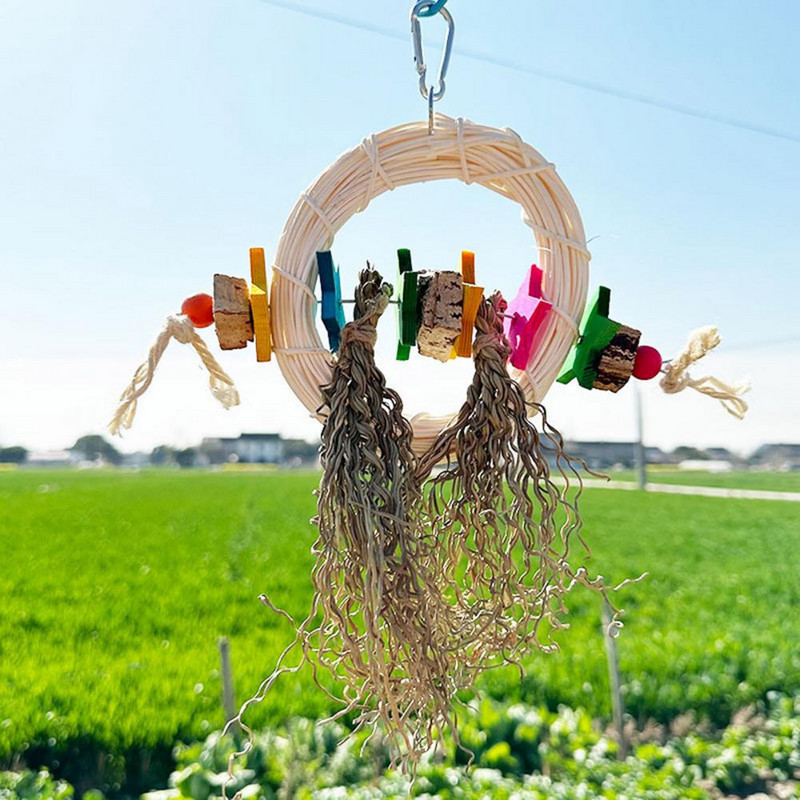 Videi draudzīga košļājamā putnu košļājamā rotaļlieta Uzglabājiet aktīvu putnu rotaļlieta Conure Āfrikas pelēkā būra rotaļlieta