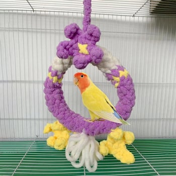 Забавна играчка с люлка за папагал Устойчива на износване стояща надеждна стойка за пръстени за папагал Игра за катерене