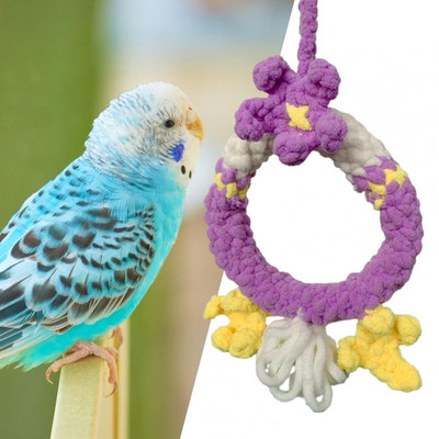 Забавна играчка с люлка за папагал Устойчива на износване стояща надеждна стойка за пръстени за папагал Игра за катерене
