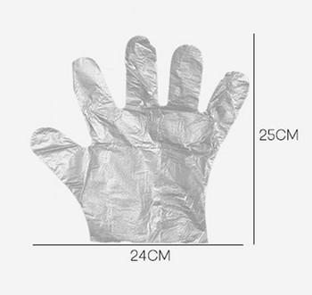 100 τμχ/παρτίδα Γάντια εύκολα μιας χρήσης Πλαστικά γάντια μιας χρήσης Διαφανή οικολογικά γάντια για αξεσουάρ κουζίνας μαγειρικής