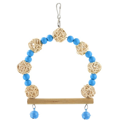 Putnu šūpoles būrī Papagaiļiem Laktas Statīvs Rotaļlieta Rotangpalmas lodīšu krāsas krelles Košļājamā rotaļlieta maziem putniem Papagailes Kaktiles