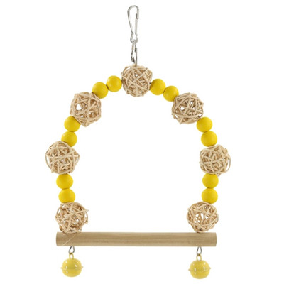 Putnu šūpoles būrī Papagaiļiem Laktas Statīvs Rotaļlieta Rotangpalmas lodīšu krāsas krelles Košļājamā rotaļlieta maziem putniem Papagailes Kaktiles