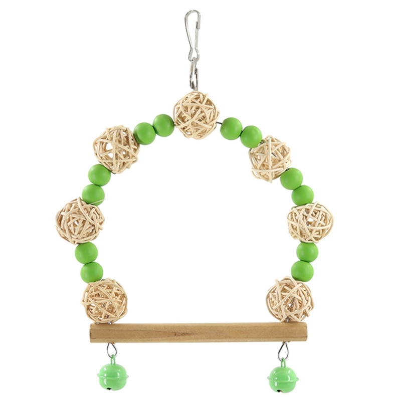 Putnu šūpoles būrī Papagaiļiem Laktas Statīvs Rotaļlieta Rotangpalmas lodīšu krāsas krelles Košļājamā rotaļlieta maziem putniem Papagailes Kaktiles