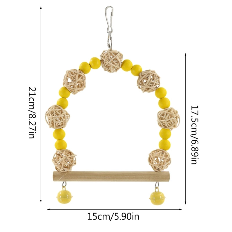 Putnu šūpoles būrī Papagaiļiem Laktas Statīvs Rotaļlieta Rotangpalmas lodīšu krāsas krelles Košļājamā rotaļlieta maziem putniem Papagailes Kaktiles