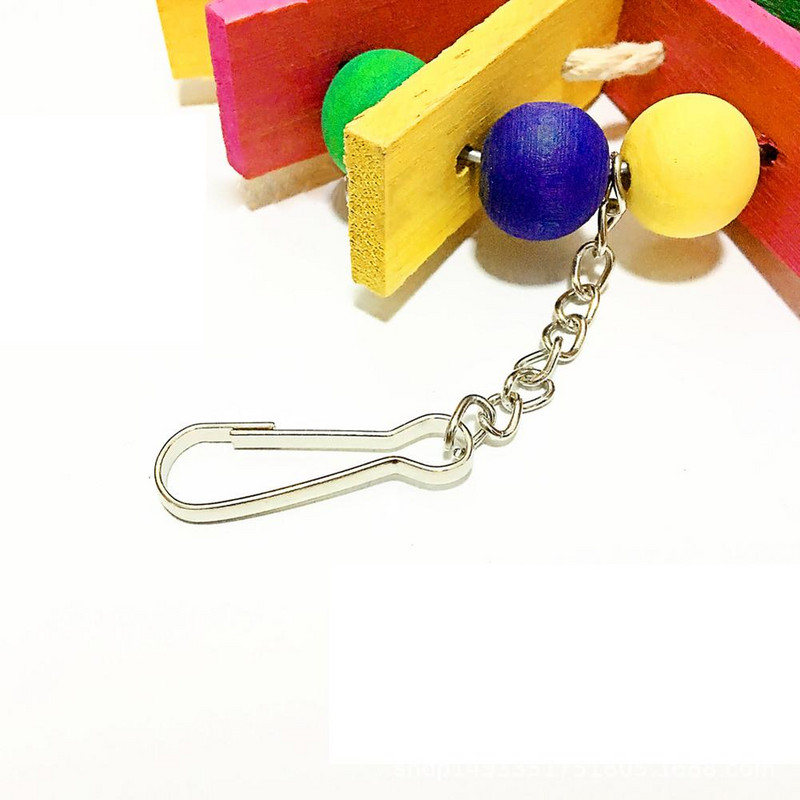 ΝΕΑ Παιχνίδια κρεμαστού κλουβιού Ξύλινα παπαγαλάκια πουλιών με γάντζο Πολύχρωμα μπλοκ από φυσικό ξύλο Μασώμενο παιχνίδι Διακόσμηση κλουβιού πουλιών