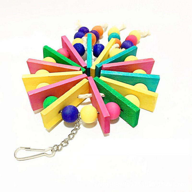 ΝΕΑ Παιχνίδια κρεμαστού κλουβιού Ξύλινα παπαγαλάκια πουλιών με γάντζο Πολύχρωμα μπλοκ από φυσικό ξύλο Μασώμενο παιχνίδι Διακόσμηση κλουβιού πουλιών