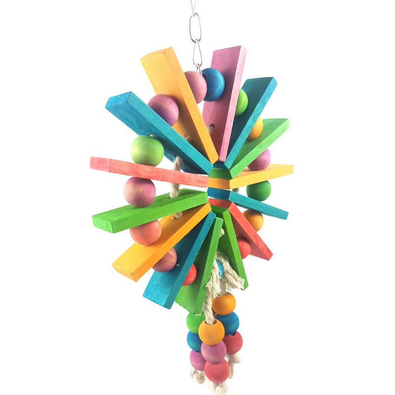 ΝΕΑ Παιχνίδια κρεμαστού κλουβιού Ξύλινα παπαγαλάκια πουλιών με γάντζο Πολύχρωμα μπλοκ από φυσικό ξύλο Μασώμενο παιχνίδι Διακόσμηση κλουβιού πουλιών