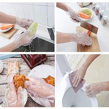 Прозрачни ръкавици за еднократна употреба Прозрачни пластмасови ръкавици Без латекс Безопасни ръкавици за приготвяне на храна за готвене Почистване на барбекю Кухненски неща