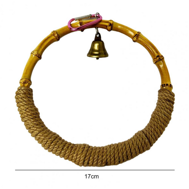 Kraukšķīgu zvaniņu putnu šūpošanās, koduma izturīga, nodilumizturīga putnu rotaļlieta Dabiski materiāli Bambusa putnu papagaiļa būris rotaļlieta Mājdzīvnieku piederumi