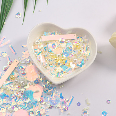 Jauns karsts izpārdošanas 10 g/iepakojums DIY sequin For Craft Mix Zvaigžņu ziedu čaumalu lapu formas sequins Lentejuelas pērles stikla sēklu krelles DIY lietotne