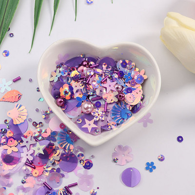 Jauns karsts izpārdošanas 10 g/iepakojums DIY sequin For Craft Mix Zvaigžņu ziedu čaumalu lapu formas sequins Lentejuelas pērles stikla sēklu krelles DIY lietotne