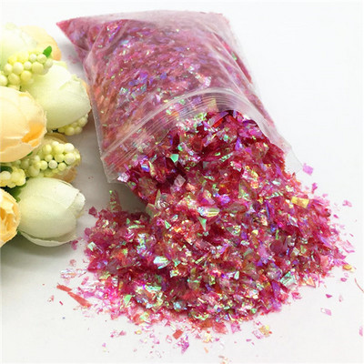 20 g/iepakojumā neregulāra čaumalu papīra vizulis DIY nagu pārslas, krāsainas pailletes, mirdzošas nagu mākslas flites 3D nagu mākslas dekorēšanai