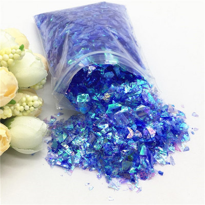 20 g/iepakojumā neregulāra čaumalu papīra vizulis DIY nagu pārslas, krāsainas pailletes, mirdzošas nagu mākslas flites 3D nagu mākslas dekorēšanai