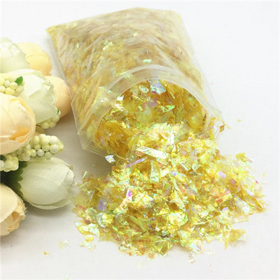 20 g/iepakojumā neregulāra čaumalu papīra vizulis DIY nagu pārslas, krāsainas pailletes, mirdzošas nagu mākslas flites 3D nagu mākslas dekorēšanai