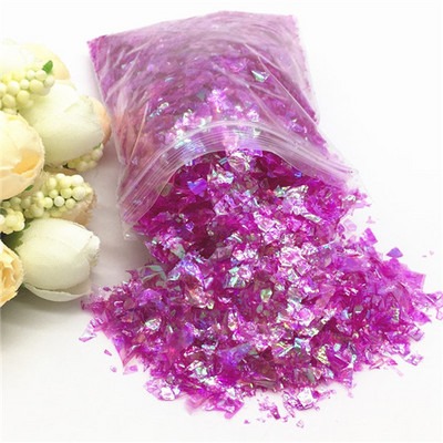 20 g/iepakojumā neregulāra čaumalu papīra vizulis DIY nagu pārslas, krāsainas pailletes, mirdzošas nagu mākslas flites 3D nagu mākslas dekorēšanai