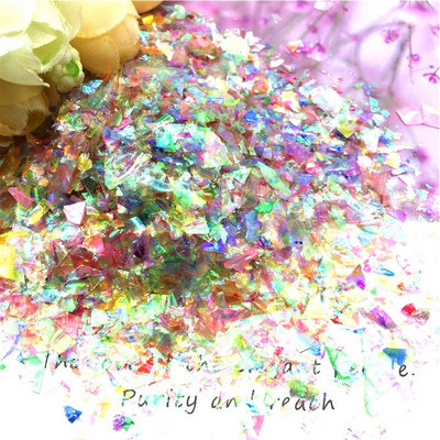 20 g/iepakojumā neregulāra čaumalu papīra vizulis DIY nagu pārslas, krāsainas pailletes, mirdzošas nagu mākslas flites 3D nagu mākslas dekorēšanai