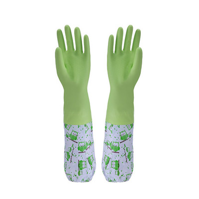 Mājsaimniecības cimdi bez lateksa tīrīšanas cimdi Īpaši gara aproce 47 cm un vinila teksturēts rokturis 1 pāris