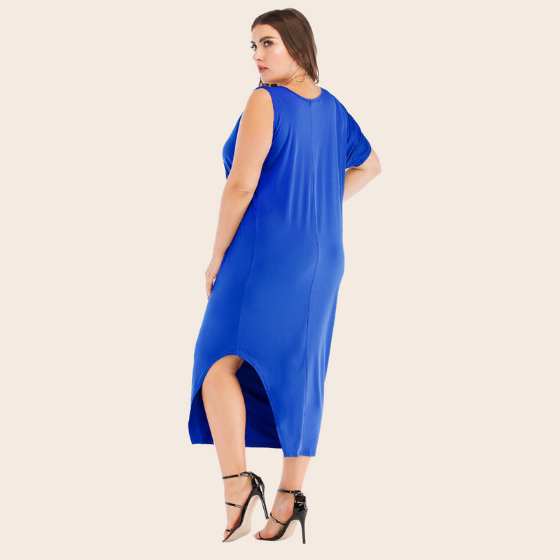 Liela izmēra sieviešu kleita rudens modes ikdienas neregulāra elastīga spēka temperamenta vienkrāsaina gari svārki sievietēm 3xl 4xl 5xl 6xl