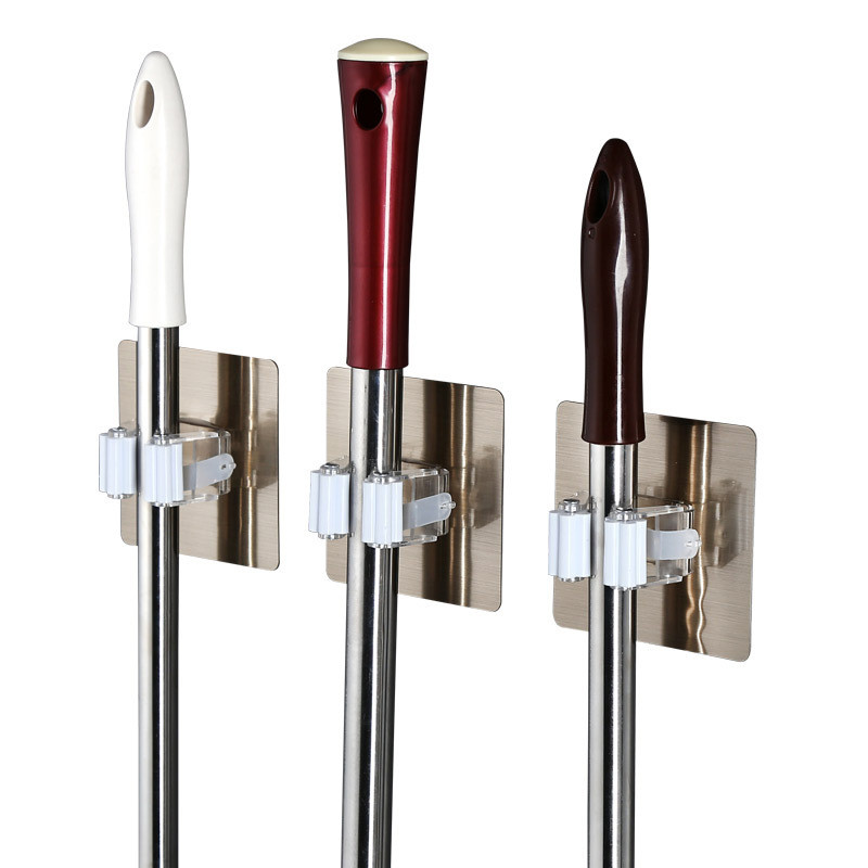 Sienas mopu turētājs āķis vannas istaba virtuves organizators slota pakaramais glabāšanas statīvs Uzkarināms piederumu piekarināmās sliedes Tīrīšanas rīku piegāde