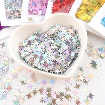 Ultrathin Star Nail Sequin PET Eco Friendly Glitter Laser Silver Paillette lahtised litrid küünte kunsti jaoks Pulmakaunistused Konfettid 8g